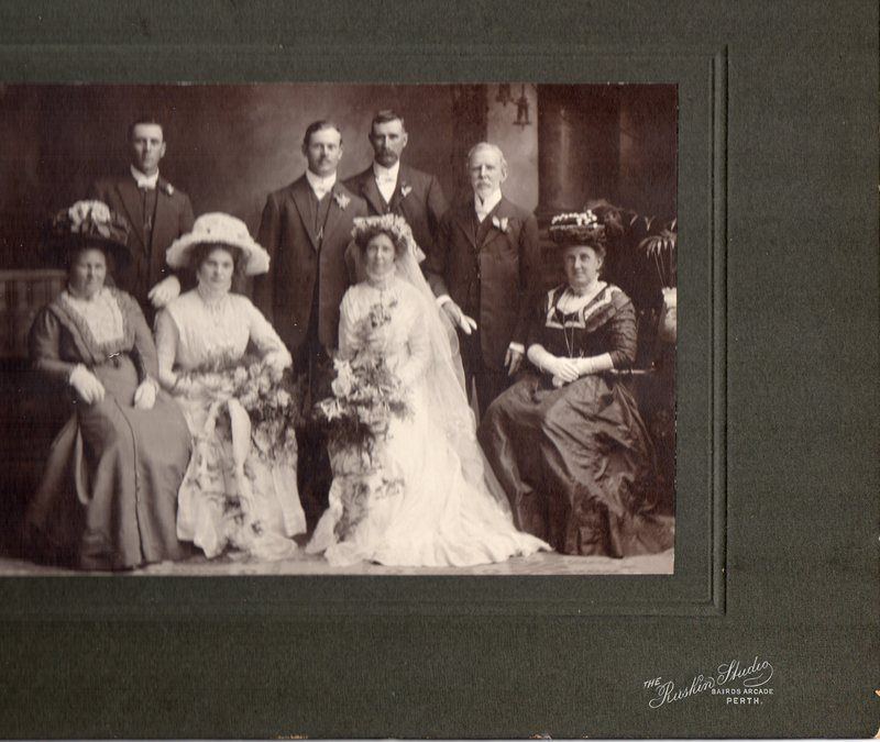 Photo of photos/Charles McLennan (bn 1888) & WM Lumb wdg party 1909